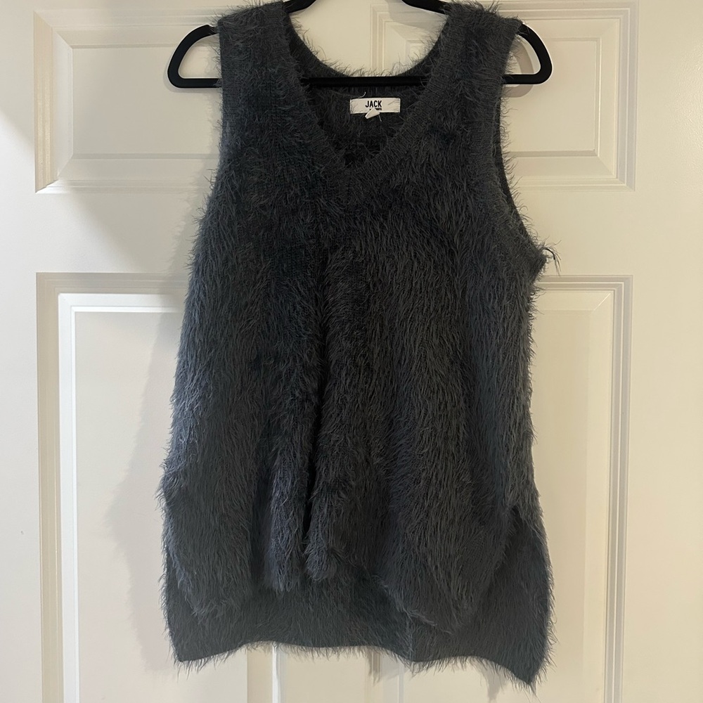 Jack by BB Dakota | Fuzzy V Neck Sweater Vest | Grey | Small